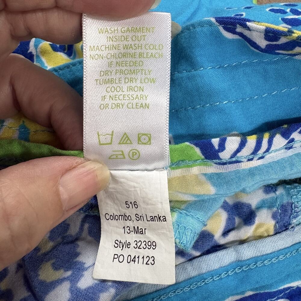 Lilly Pulitzer Pants Womens XL Blue Shell Print Rayon Straight Leg Tropical - Picture 9 of 16